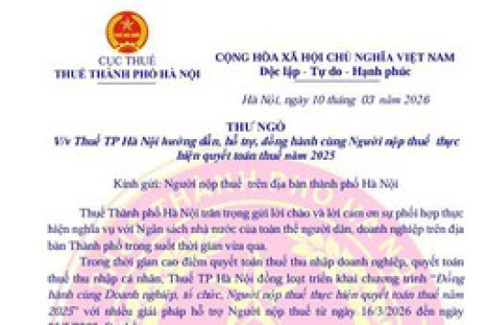 Thuế TP Hà Nội gửi thông báo nóng tới người nộp thuế